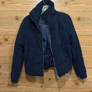 Size Small ambiance outerwear Navy Blue Corduroy Short Puffer